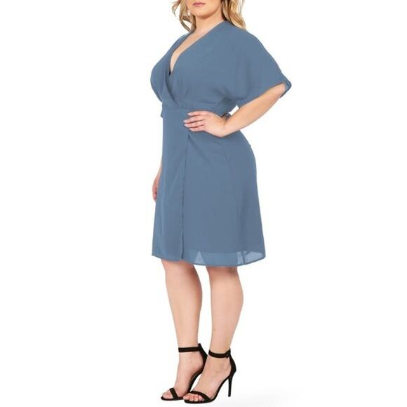 STANDARDS & PRACTICES NWT $88 Slate Blue Wrap Dress Size 1X - Picture 3 of 12